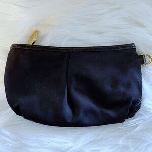 Mz Wallace Black Cosmetic Travel Mini Bag Gold Tone Hardware